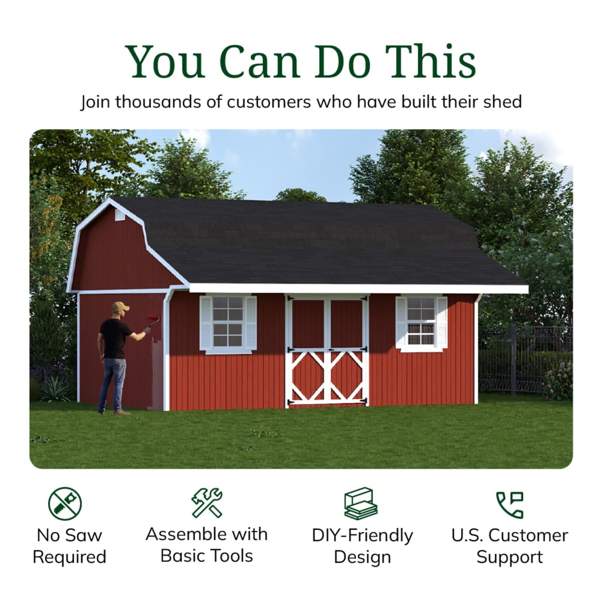 Classic Gambrel Barn Shed with Overhang