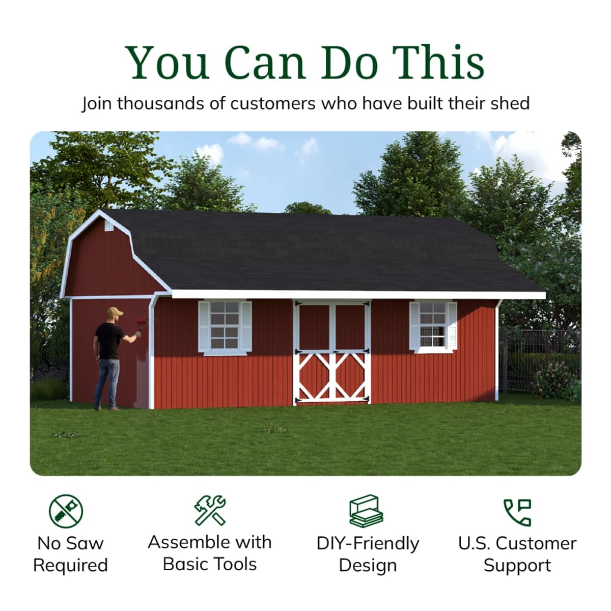 Classic Gambrel Barn Shed with Overhang