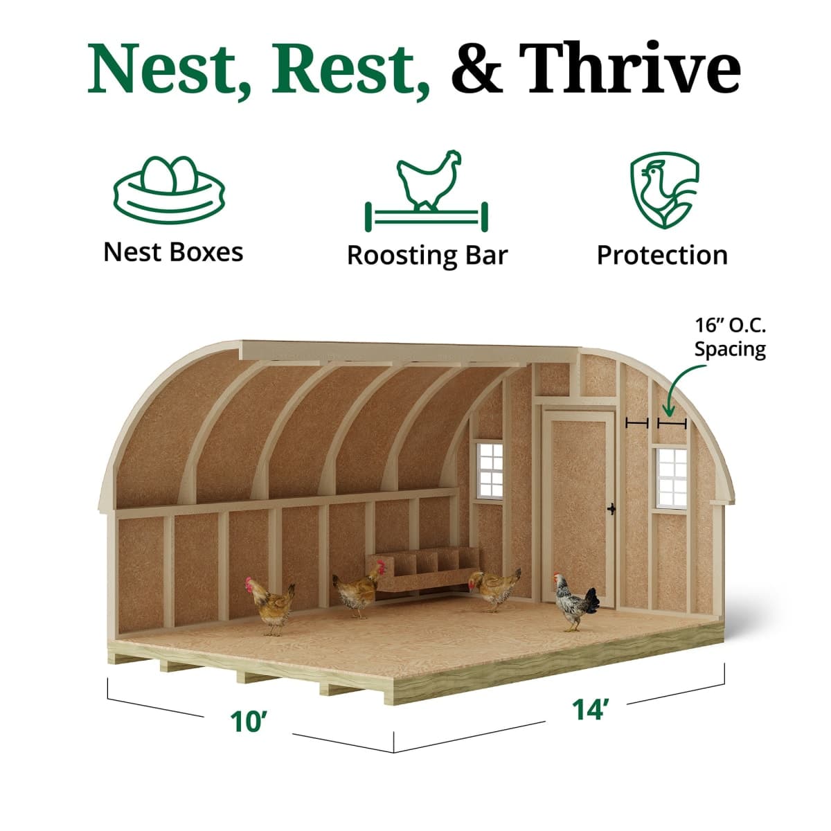 Round Roof Chicken Coop interior graphic