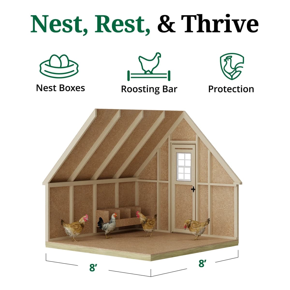 Value A-Frame Chicken Coop interior graphic